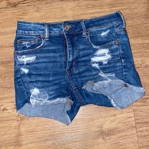 American eagle hi rise shortie jean shorts